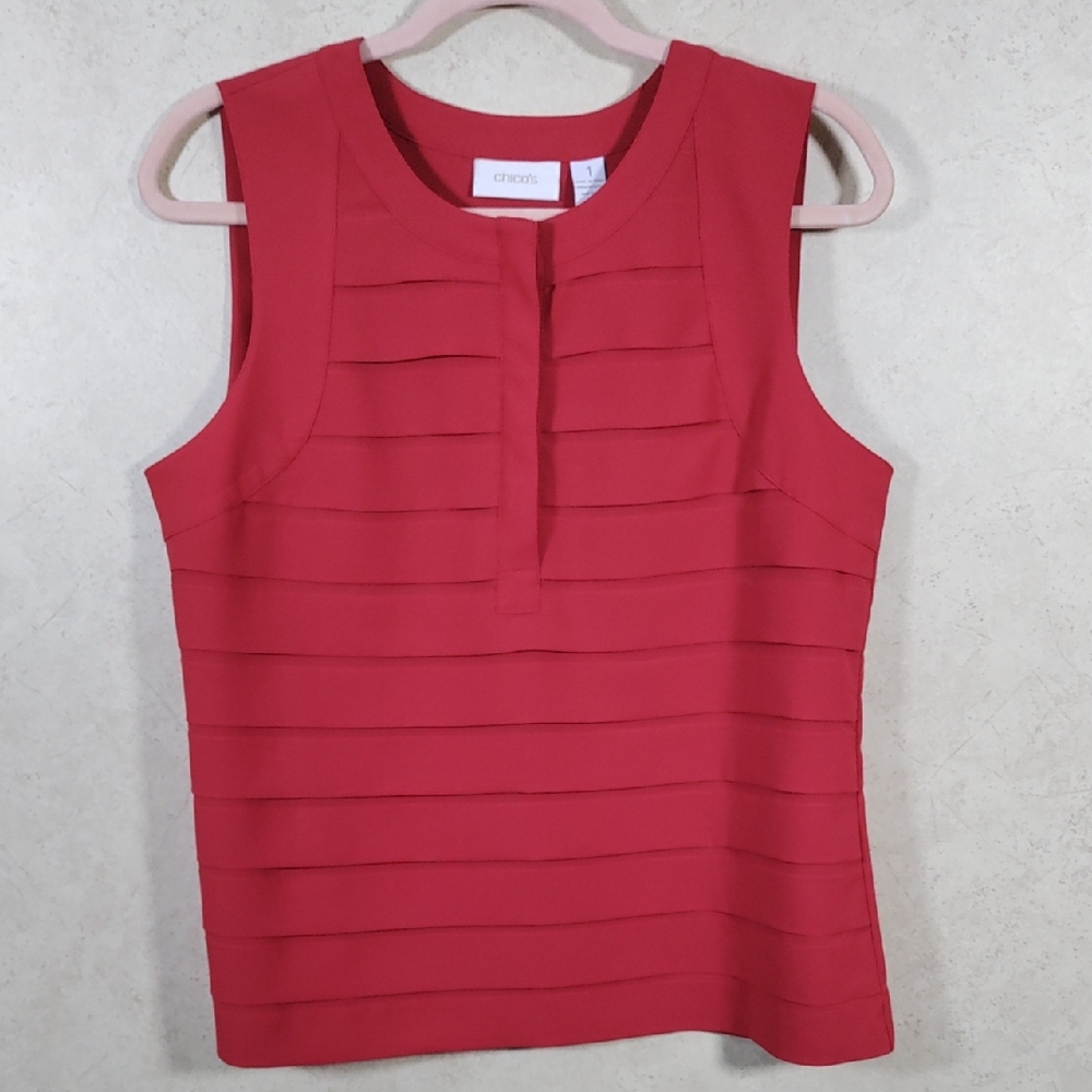 4124 Chico's Red tiered Sleeveless blouse 1 M